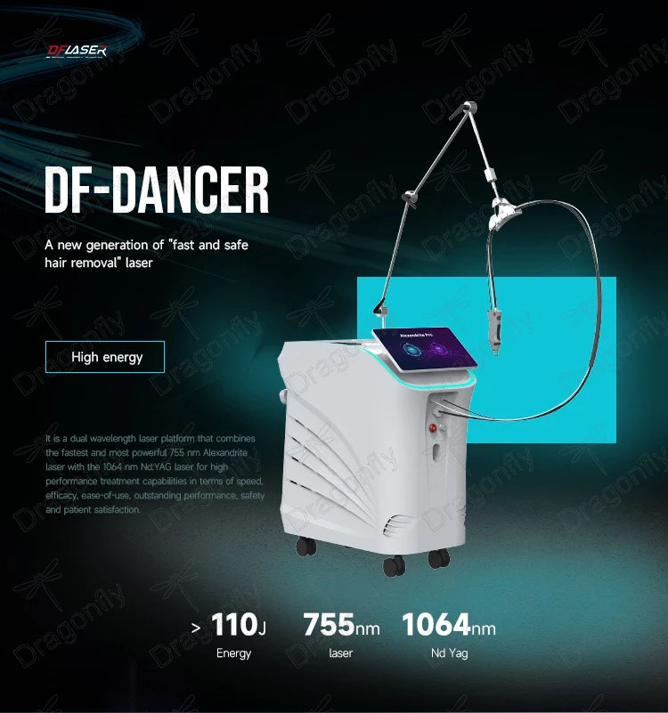 BMLASER Professional 755nm Alexandrite + 1064nm Nd YAG Long Pulse Diode Fiber Laser Hair Removal Machine