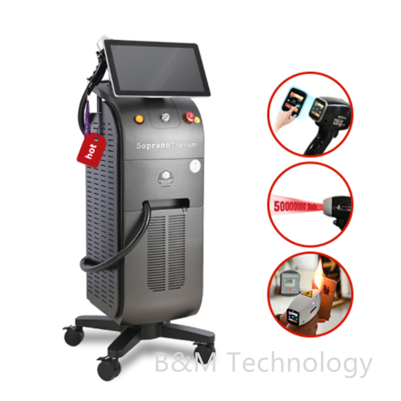 Single Handle CE Soprano Ice Titanium 3-Wavelength Diode Laser Hair Removal Machine – 755nm 808nm 1064nm Professional Beauty Device